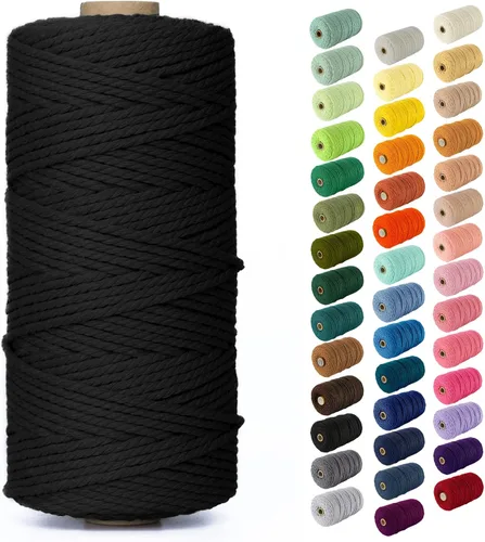 Miniatura 79 de Nook Theory - Cuerda de macramé de 3 mm, 220 yardas de cuerda de algodón, hilo de 4 mm y 5 mm, cuerda para manualidades, perfecta para colgantes