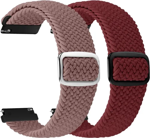 Miniatura 10 de 2 Pack 22mm Quick Release Braided Bands Compatible with Garmin Vivoactive 4 45mm, Forerunner 570 47mm/255/265, Adjustable Band for Amazfit Bip 6/5