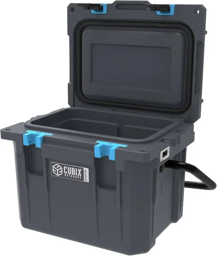 Miniatura 4 de Cubix Outdoors, Enfriador personal rotomoldeado QuadraX 10QT, hielera dura aislante portátil, retención de frío de 3 días, portaviandas Gris granito