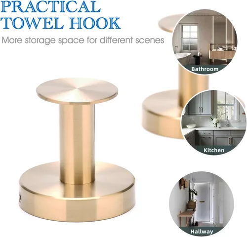 Miniatura 4 de NEWRAIN Ganchos para toallas de baño, paquete de 2 toalleros para pared de baño, puerta de armario, cocina, dormitorio, hotel, diseño moderno y sin