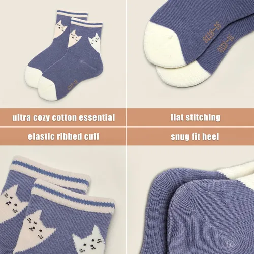 Miniatura 14 de Aisyee Calcetines de algodón para niños, calcetines sin costuras para niños, calcetines coloridos de cuarto de punto, paquete de 6