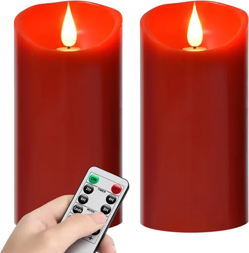 Miniatura 4 de Nancia Velas sin llama, efecto corteza de abedul, funciona con pilas, paquete de 2 velas LED de pilar de cera real con control remoto de 10 teclas