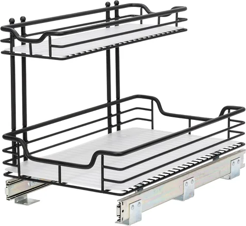 Miniatura 5 de Household Essentials - Organizador Glidez de gabinete, extraíble, de 2 niveles, deslizante, negro mate, 32 cm de ancho x 45 cm de profundidad