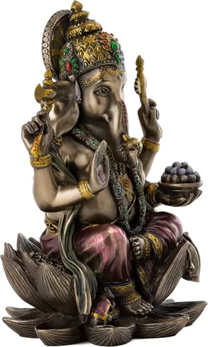 Miniatura 2 de Elefante hindú miniatura de Ganesha, dios del éxito de 7 a 1/4 de pulgada bronce fundido en polvo real
