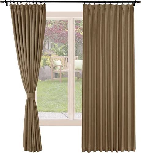 Miniatura 12 de Frelement Cortinas opacas de lino natural, paneles de cortinas plisadas para sala de estar, cortinas con aislamiento térmico, 52 pulgadas de ancho x