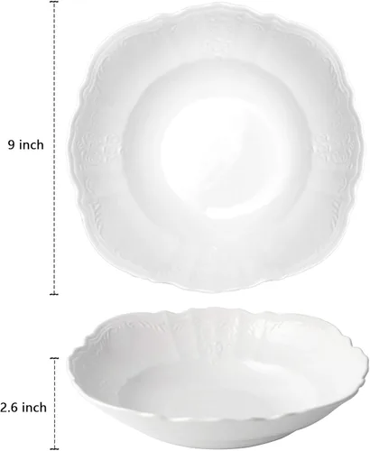 Miniatura 6 de amhomel Cuencos de porcelana, cuencos grandes de cerámica poco profundos de 38 onzas para ensalada, pasta, sopa y frutas, aptos para microondas