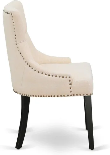 Miniatura 6 de East West Furniture FRP1T02 Friona Parson - Juego de 2 sillas de comedor con botones copetudos y ribete de cabeza de clavo, color beige claro, juego