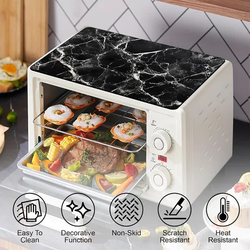 Miniatura 3 de Tapete para microondas, protector antideslizante resistente al calor, protector de mostrador, tapete impermeable y borrable sin lavado para Negro
