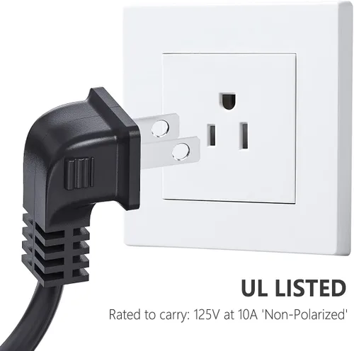 Miniatura 2 de Cable de alimentación para TV compatible con Samsung TV, Ancable de 12 pies en ángulo de 90 grados 18AWG de 2 clavijas a cable de alimentación C7