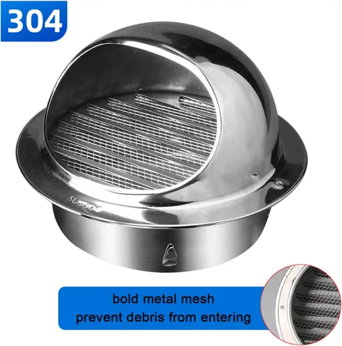 Miniatura 8 de Tapón de chimenea de acero inoxidable 304, rejilla de ventilación de pared redonda, salida de aire de pared exterior, campana extractora, tubo
