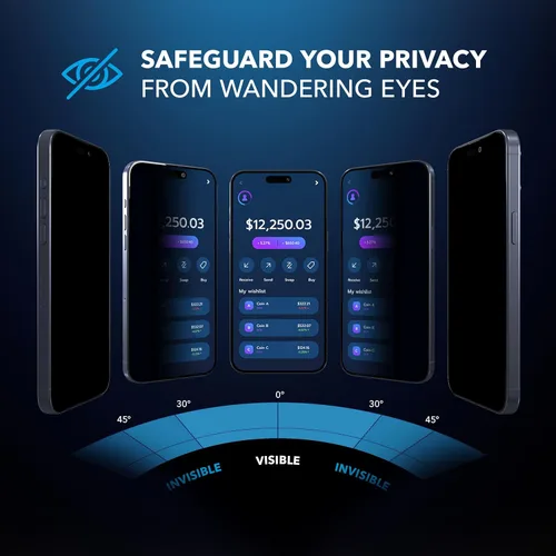 Miniatura 2 de Deppa Protector de pantalla de privacidad premium para iPhone 15 Pro (6.1 pies), vidrio templado de borde a borde, cubierta completa con bandeja