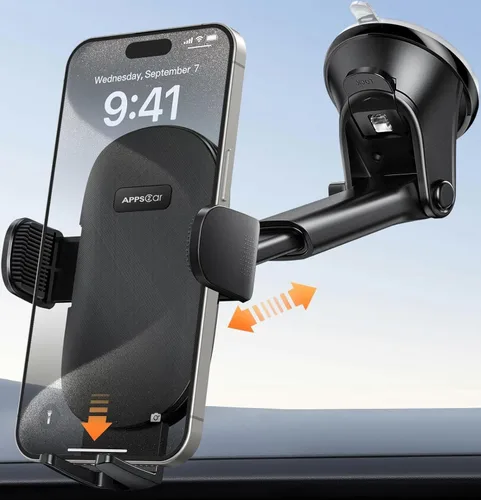 Miniatura 8 de APPS2Car Soporte para teléfono de automóvil para tablero y parabrisas, soporte de teléfono celular manos libres para automóvil, compatible con todos