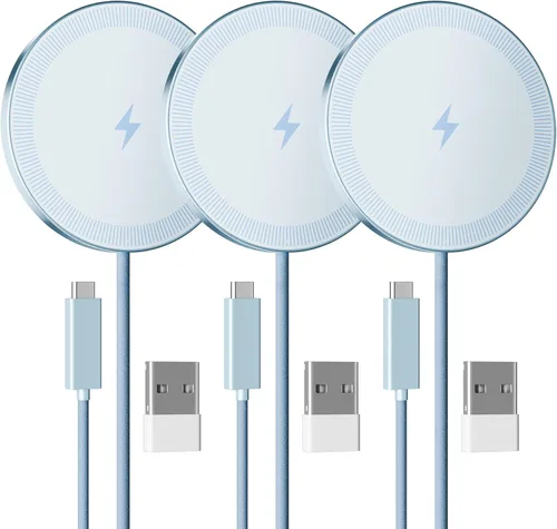 Miniatura 13 de Paquete de 2 cargadores inalámbricos magnéticos de 15 W: almohadilla de carga rápida para iPhone Air 17 16 15 14 13 12 Pro Max, Samsung Galaxy S26