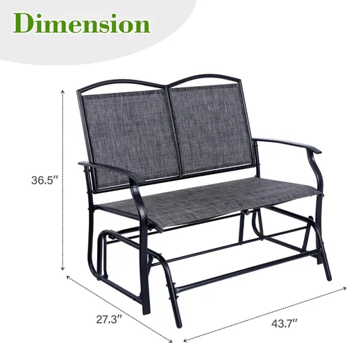 Miniatura 3 de Backyard Expressions Banco Deslizante para 2 Personas para Exteriores, Silla Mecedora Doble Columpio para Patio Loveseat con Marco de Acero