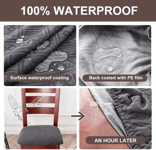 Miniatura 3 de Genina Fundas Impermeables de Asiento para Silla Fundas de Silla de Comedor Fundas de Asiento Elásticas para Protector de Silla de Comedor Fundas