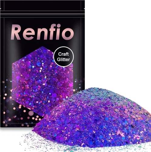 Miniatura 7 de Renfio Chameleon Purpurina Gruesa con Brillo, Juego de Purpurina de Resina de 16 Colores que Cambian de Color, Cada uno 10g/0.35oz, Copos