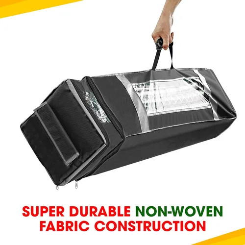 Miniatura 5 de ProPik Bolsa organizadora de almacenamiento de papel de regalo navideño con bolsillo y asas, incluyendo lazo para colgar, material resistente