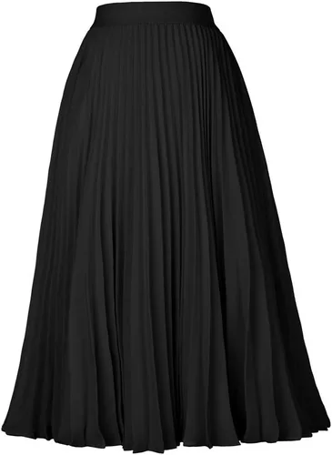 Miniatura 5 de GRACE KARIN - Falda plisada de gasa para mujer, con cintura alta y elástica, vuelo, corte acampanado y longitud por debajo de la rodilla