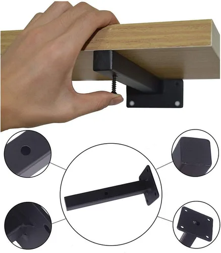 Miniatura 4 de Y&J - Soporte de estante oculto para estanterías (2 unidades), color negro