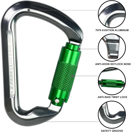 Miniatura 4 de SEPEAK UIAA - Mosquetones de escalada de 30 kN con cierre de rosca, mosquetones profesionales de servicio pesado para escalada, montañismo, rappel