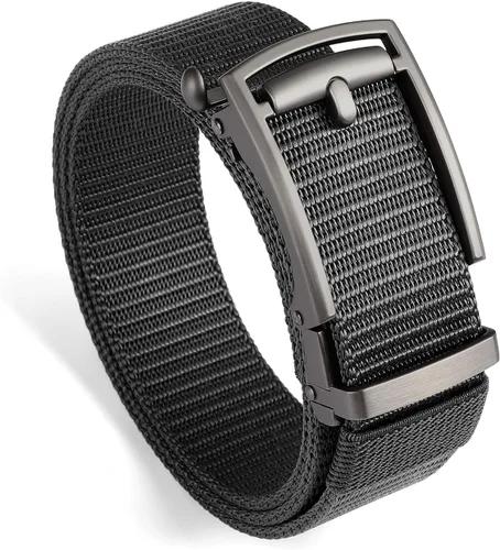 Miniatura 9 de SENDEFN Cinturones de trinquete de nailon para hombres, cinturón de tela de golf con hebilla ajustable automática jeans casuales
