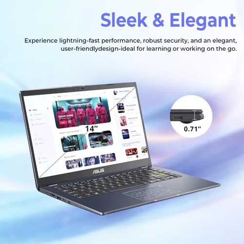 Miniatura 6 de ASUS Vivobook - Laptop para estudiantes y transmisión, pantalla FHD, Intel Celeron N4500, 4 GB de RAM, 64 GB eMMC, delgada y ligera, WiFi