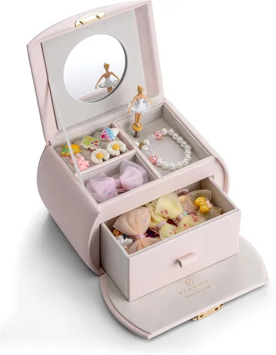 Miniatura 3 de Vlando Joyero organizador de música de bailarina, collares de cuero, anillos, anillos para el pelo, estuche de almacenamiento, regalo para niños