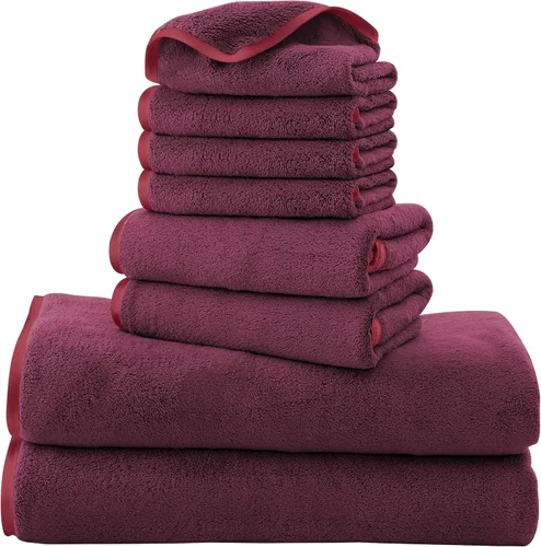 Miniatura 21 de Cosy Family Juego de toallas de microfibra de 8 piezas, 2 toallas de baño, 2 toallas de mano y 4 paños de lavado, toallas ultra suaves y altamente