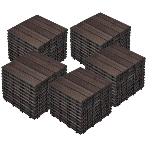 Miniatura 19 de Yaheetech 55 azulejos de terraza de patio entrelazados de madera compuesta de madera para cubierta de pisos de madera de 12 x 12 pulgadas, madera