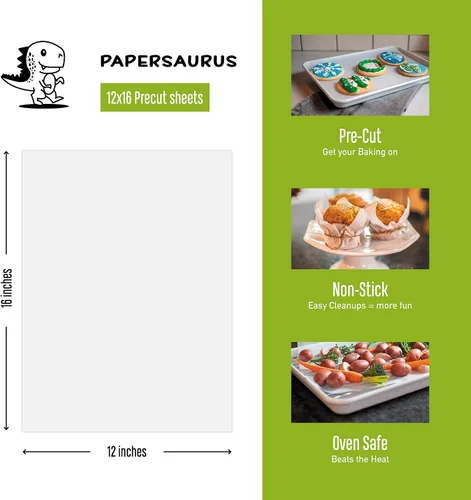 Miniatura 6 de The Paper Store Hojas de papel pergamino precortadas de 12 x 16 pulgadas, antiadherentes, sin blanquear para cocinar al horno, hornear y freír al