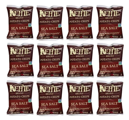 Kettle Brand Papas fritas, sal marina, bolsas de 2 onzas (12 unidades)
