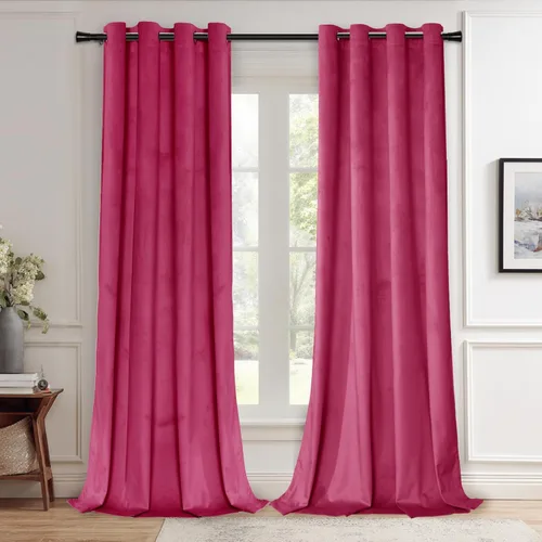 Miniatura 134 de JIUZHEN - Cortinas de terciopelo gris de 63 pulgadas opacas para sala de estar - Cortinas gruesas de terciopelo con ojales para ventana
