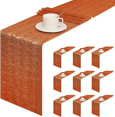 Miniatura 32 de Sugargirl Paquete de 10 caminos de mesa de lentejuelas de 12 x 72 pulgadas, camino de mesa verde manzana con purpurina para suministros de fiesta