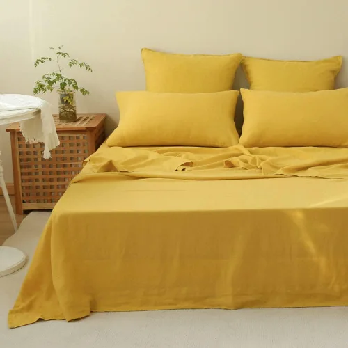Miniatura 33 de Simple&Opulence - Juego de sábanas de lino 100% lavado, estilo básico, 4 piezas (1 sábana encimera y 1 sábana bajera y 2 fundas de almohada), lino