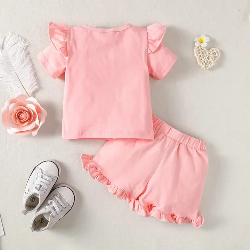 Miniatura 7 de Mioglrie Ropa para bebé niña con volantes y pantalones cortos, conjunto de ropa para niñas pequeñas