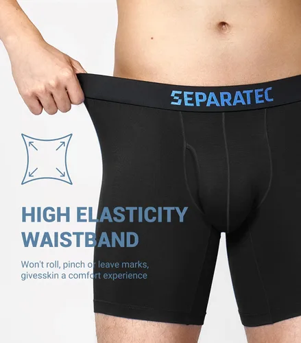 Miniatura 5 de Separatec Calzoncillos tipo bóxer de rayón de bambú para hombre, transpirables y suaves, con diseño de bolsa de malla, paquete de 7