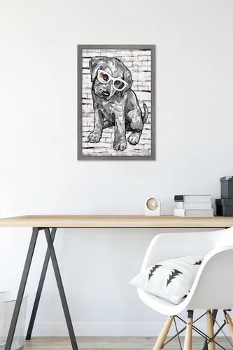 Miniatura 6 de Trends International PD Moreno - Póster de pared con gafas para perro, 14.725 x 22.375 pulgadas, versión enmarcada de madera de granero