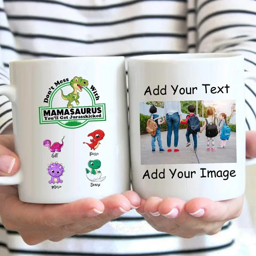 Miniatura 11 de InterestPrint Taza de café personalizada para papá con nombres de los niños, taza de Feliz Navidad de tus hijos pequeños favoritos, regalo
