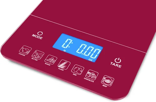 Miniatura 3 de Ozeri Touch III balanza digital de cocina de 22 libras con contador de calorías y vidrio templado., rojo (Red Engine)