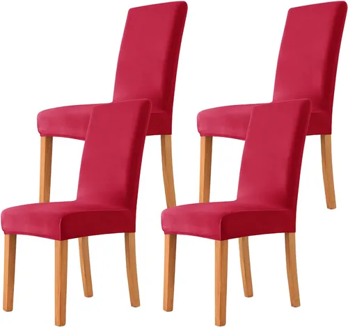 Miniatura 33 de Velvet Chair Covers Beige Gray, Stretch Dining Room Chair Covers 2 Pack, Super Fit Dining Chairs Slipcovers Spandex Washable Kitchen Parson Chair