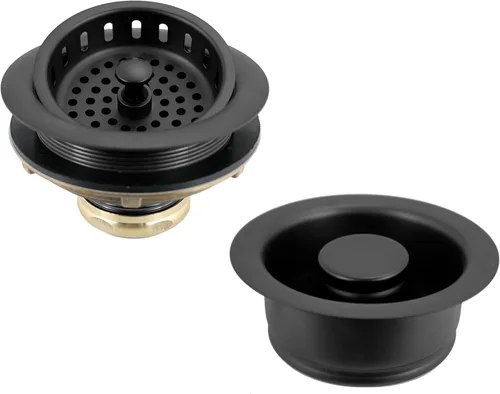Miniatura 11 de Westbrass A2165-01 - Colador grande de cesta de cocina estilo poste de 4-1/4 pulgadas con brida de eliminación de residuos y tapón de drenaje, latón