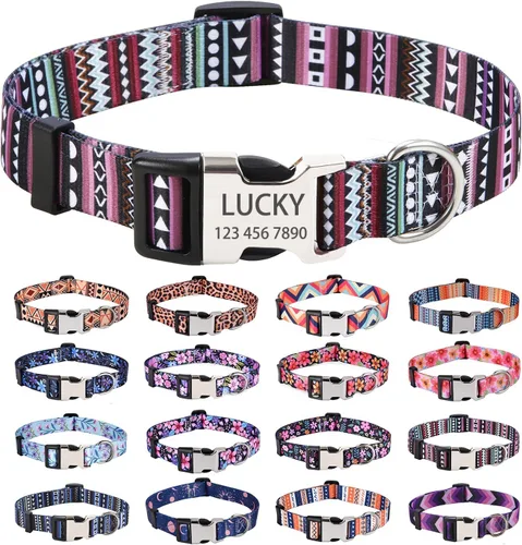 Miniatura 22 de Collares de perro personalizados – Collar floral personalizado con nombre y número de teléfono – Tamaños ajustables para perros pequeños, medianos