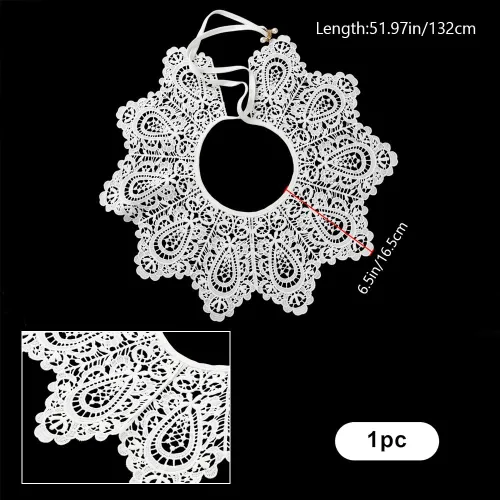 Miniatura 2 de GORGECRAFT Collar de encaje blanco para Halloween, cuello falso de encaje, para mujer, ahuecado, desmontable, tela de flores falsas, cuello