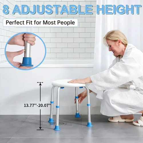 Miniatura 5 de SOUHEILO Silla de ducha ajustable para ducha interior, taburete de ducha redondo elegible para HSA/FSA para bañera interior, asiento de ducha sin