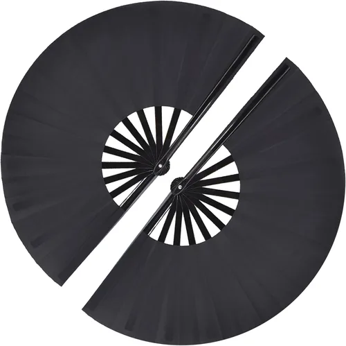 Miniatura 13 de Ventilador de mano plegable grande para baile de línea, botas en el suelo, abanicos de baile portátiles de tela de nailon de 13 pulgadas
