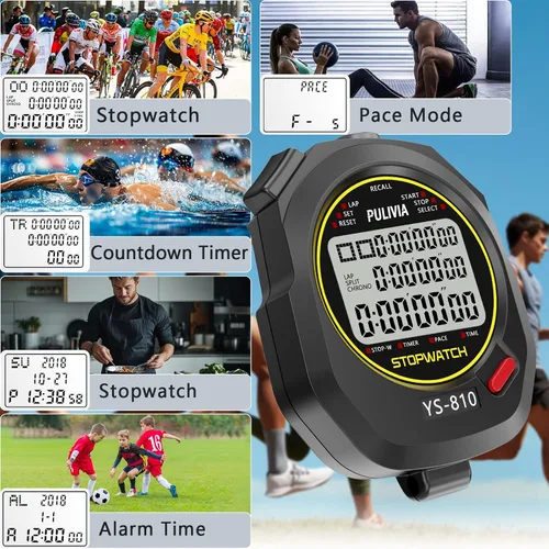 Miniatura 3 de Cronómetro Deportivo Temporizador con Memoria de 10 Vueltas Divididas Reloj Digital de Parada, Temporizador de Cuenta Regresiva Modo de Ritmo Reloj