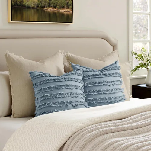 Miniatura 6 de MIULEE - Juego de 2 fundas de cojín decorativas de estilo bohemio y estilo granja costero, con patrón jacquard a rayas, para sofá, sillón, sala