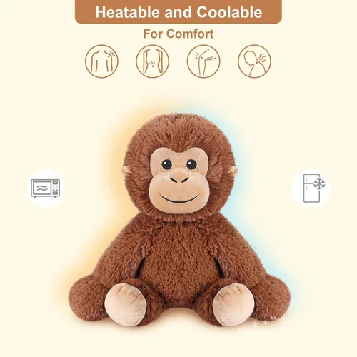 Miniatura 3 de SuzziPals Peluche de Mono Calentable y Enfriable, Almohadillas Térmicas de Peluche para Microondas para Calmar y Relajar, Juguetes de Peluche