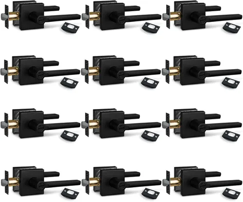 Miniatura 39 de NEWBANG Palanca de puerta de cama/baño para privacidad Baño e interior Manija de cerradura de puerta en negro mate envejecido, HD1601-DB-BK-1P