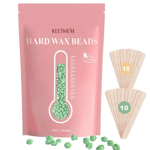 Miniatura 10 de Perlas de cera dura sin dolor y varillas para depilación de cuerpo completo para mujeres y hombres – 1.1 lb/17.6 oz granos de cera con 20 varillas